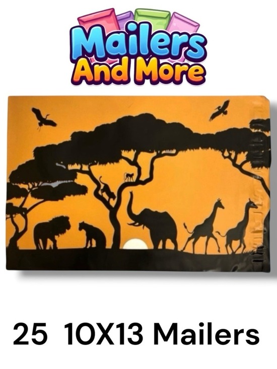 Mailers And More Accessories - 25 10X13 Poly Mailers Safari, Elephant, Giraffe PRICE IS FIRM Fall
